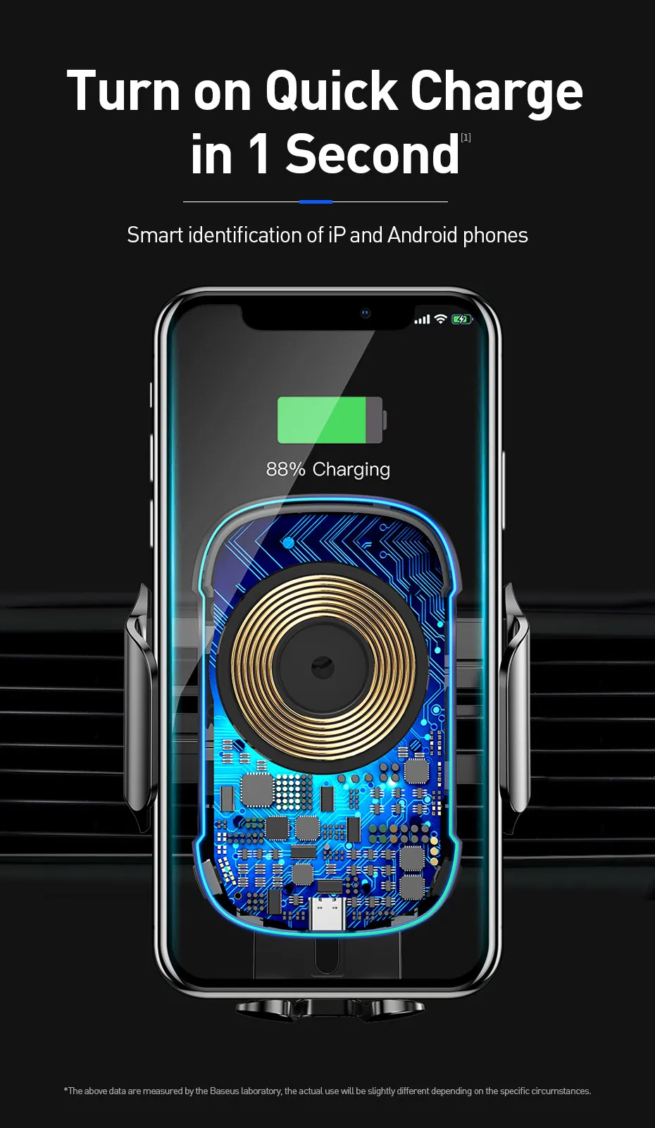Baseus Беспроводной автомобильный держатель для телефона для iPhone huawei samsung Xiaomi Автоматическая Автомобильная Подставка для телефона крепление на вентиляционное отверстие