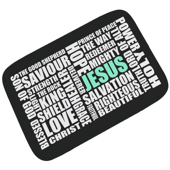 

Novelty Names of Jesus Christmas Doormat Saviour Christ Christian Holiday Door Mat Rug Carpet Anti-Slip Rubber Floor Entry Decor