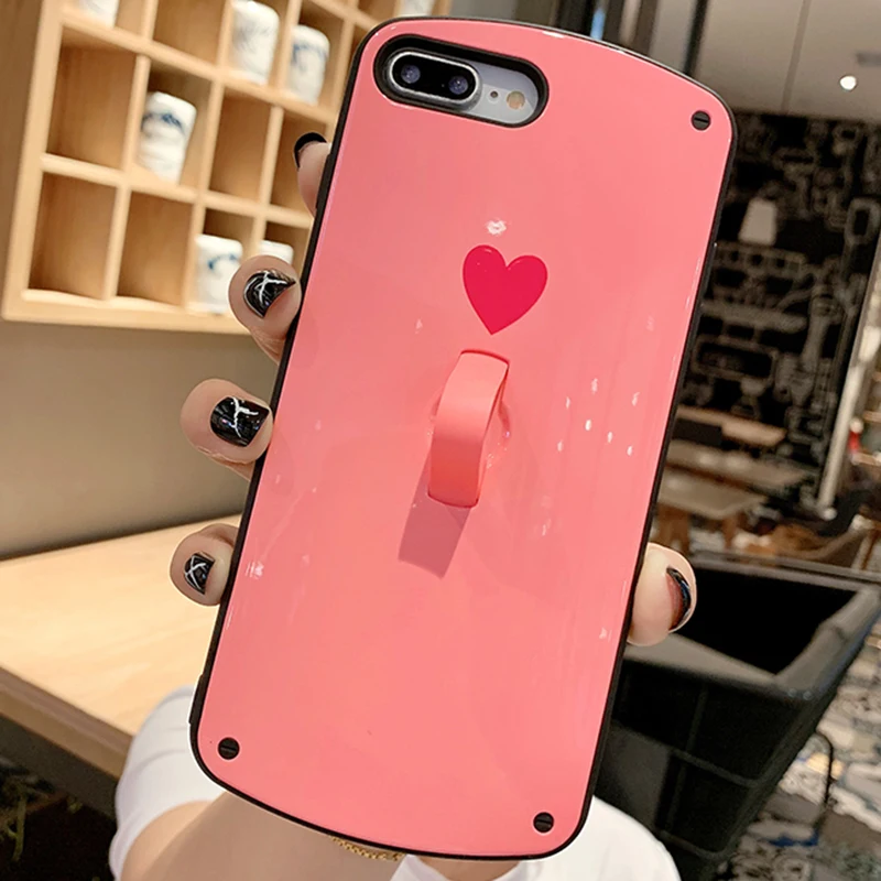 Чехол для телефона Lovebay для iPhone 11 X XR 11pro Max, модный жесткий чехол с изображением сердца для iPhone 7, 6, 6s, 8 Plus, пара Fundas - Цвет: Pink