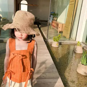 

2020 new wholesale girls bow shirt fashion summer cotton girls vest 1-6t HO582