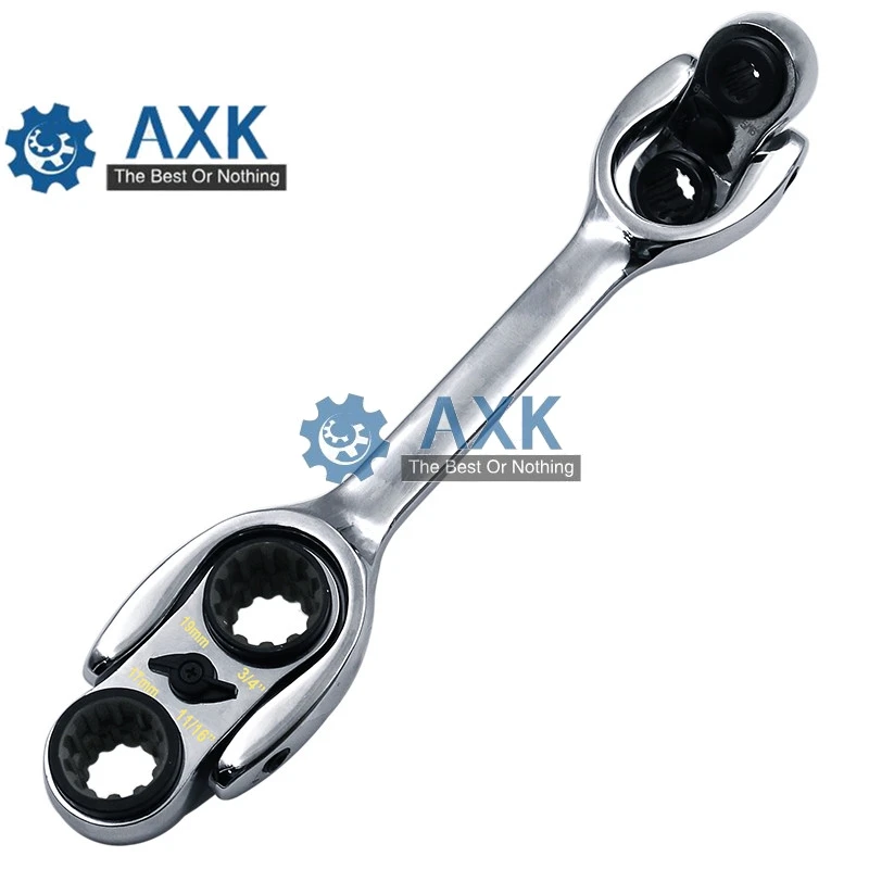 Flexible Pivoting Head Ratchet Combination Spanner Wrench Garage Metric hand Tool 8mm-19mm For auto and Home Repair LT244