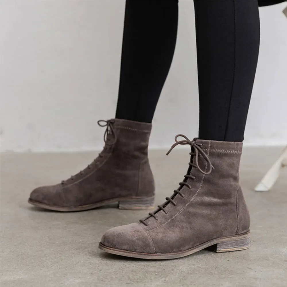 womens suede flat boots