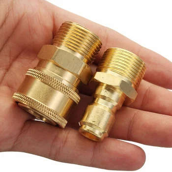 

2pcs/Set Brass Adapter Gold Water Hose Car Washer Fitting Pipe Thread 3/8 Inches