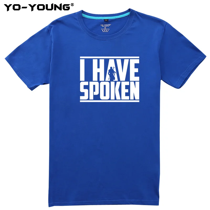 

Yo-Young Men T-Shirts New Star Wars Mandalorian T Shirts I Have Spoken Letters Print 100% Combed Cotton Causal Top Tees Homme
