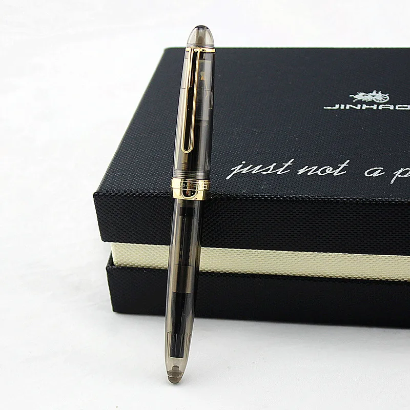 Черная ручка JINHAO со средним пером деловая Прозрачная перьевая для письма офисные