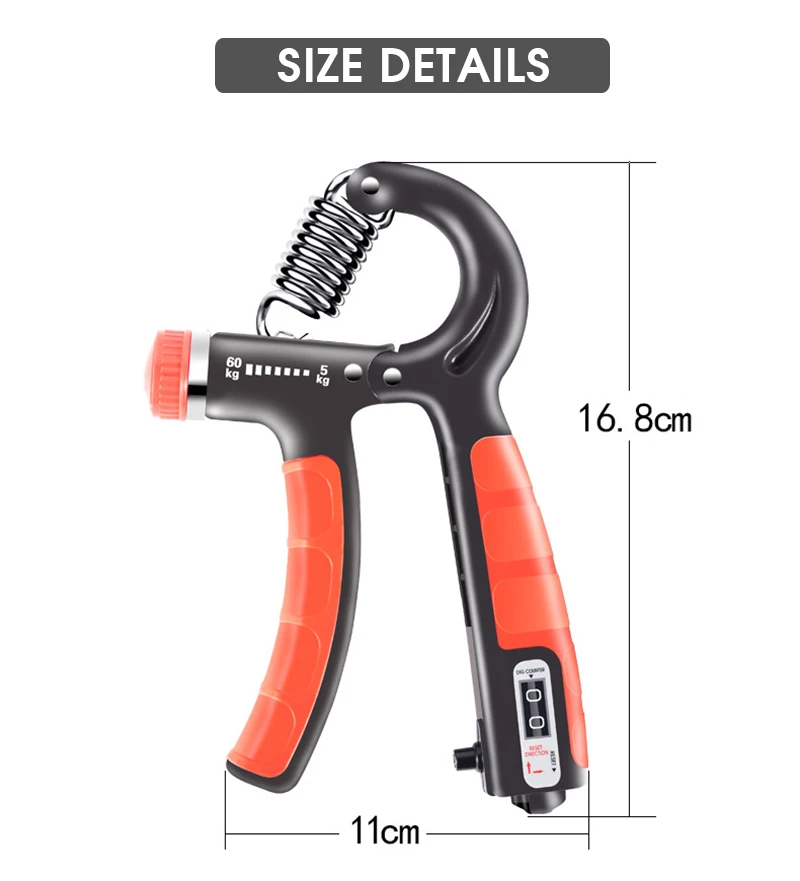 Hand Grip,Grip Musculation Avec Compteur, Résistance Réglable 5-60kg