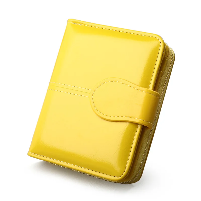 

2019 NEW Womens Short Wallets Fashion Design Ladies Money Purses Small Bifold Wallet with Zipper Coin Pocket for Female Yellow