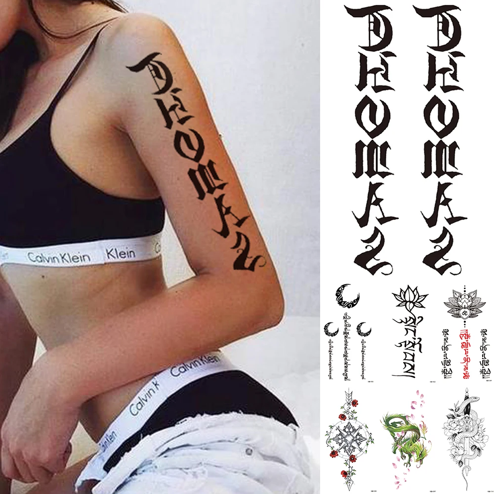 

Waterproof Temporary Tattoo Sticker Moon Totem India Flash Tattoos Plum Dragon Mandala Body Art Arm Fake Tatoo Women Men