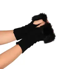 Женские вязаные перчатки без пальцев, женские теплые меховые рукавицы, женские зимние перчатки для спорта на открытом воздухе# BL5