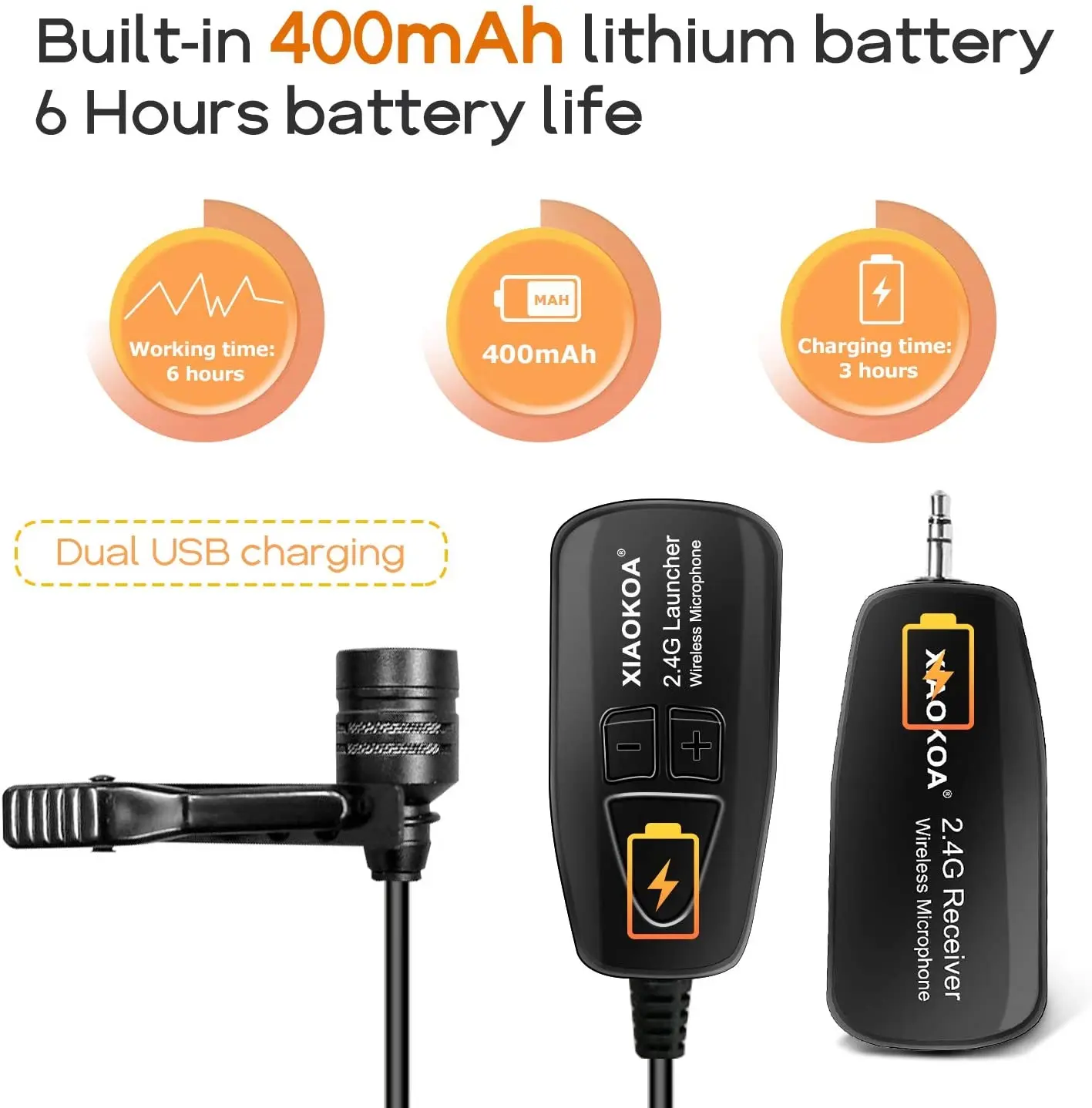 NearStream ワイヤレス ラベリア マイク Mic 小型軽量 200M無線伝送