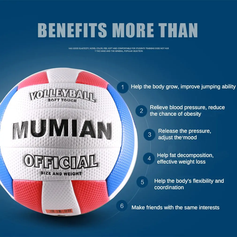 REIZ Soft Touch Volleyball Ball Training Competition Ball PU Leather Standard Size 5 Outdoor Indoor Volleyball For Students