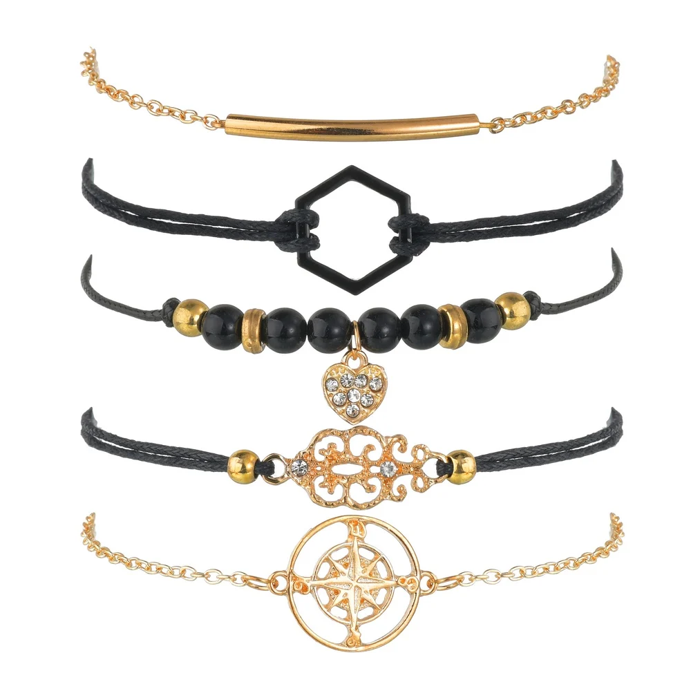 MissCyCy Boho 5 шт./компл. Браслеты& браслеты для Для женщин богемные Винтаж Браслеты с бисером комплект модные Многослойные аксессуары Bijoux(украшения своими руками