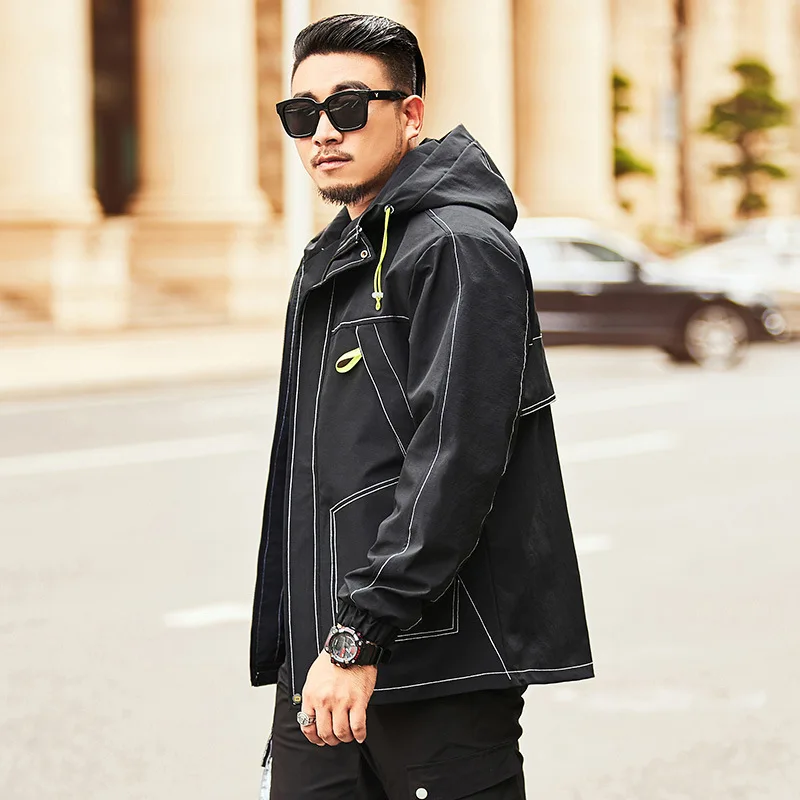 

Coat Men's Korean-style Trend Plus-sized Fat fei lao chao Fire CEC Western Style Workwear Loose-Fit Hooded Padded