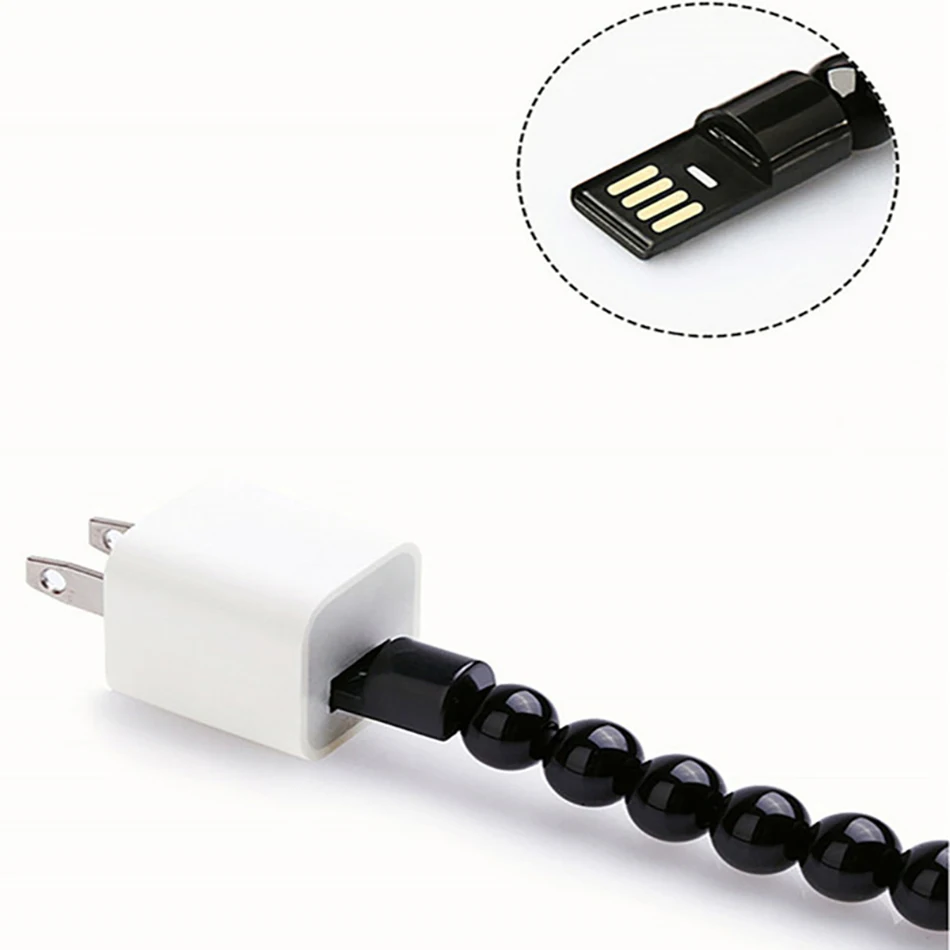 Pure Color Bead Bracelet Micro USB Cable Type C Data Sync Charging Cord For iPhone Samsung huawei Android Mobile Phone Charger usb c 61w
