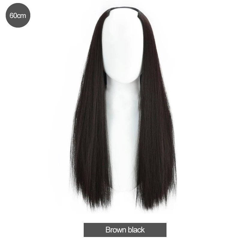 DIFEI Synthetic U Clip In One Piece Hair Extension Long Wavy Half Wig Hair Extension Natural Brown Hair Piece For Women Use DIFEI Synthetic U Clip In One Piece Hair Extension Long Wavy Half Wig Hair Extension Natural Brown Hair Piece For Women Use