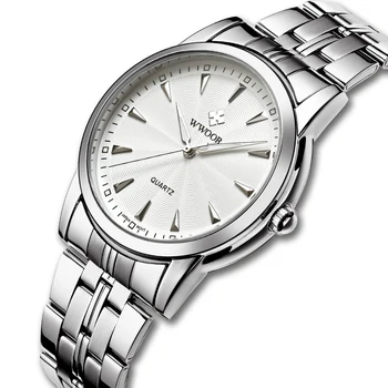 

WWOOR Luxury Brand Watches Mens Stainless Steel Strap Quartz Wristwatches Casual Sport Waterproof Male Clock Relogio Masculino