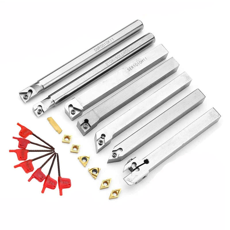 

21Pcs 10Mm Turning Tool Holder Lathe Boring Bar+Carbide Insert+Wrench Set Alloy Steel