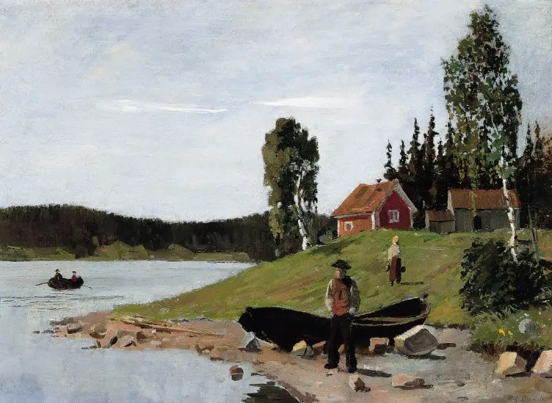 Hand painted painting on canvas Grand with red House Edvard Munch Oil Painting reproduction | Дом и сад