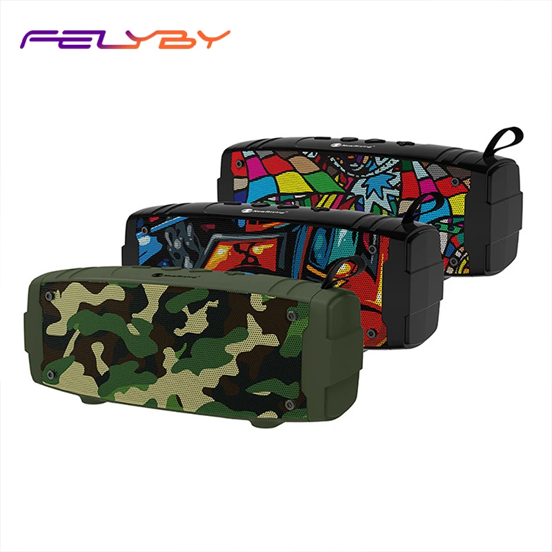 FELYBY Graffiti Bluetooth Speaker Portable Waterproof Outdoor HIFI Sound Column Wireless Subwoofer FM Radio TF USB MP3 Player