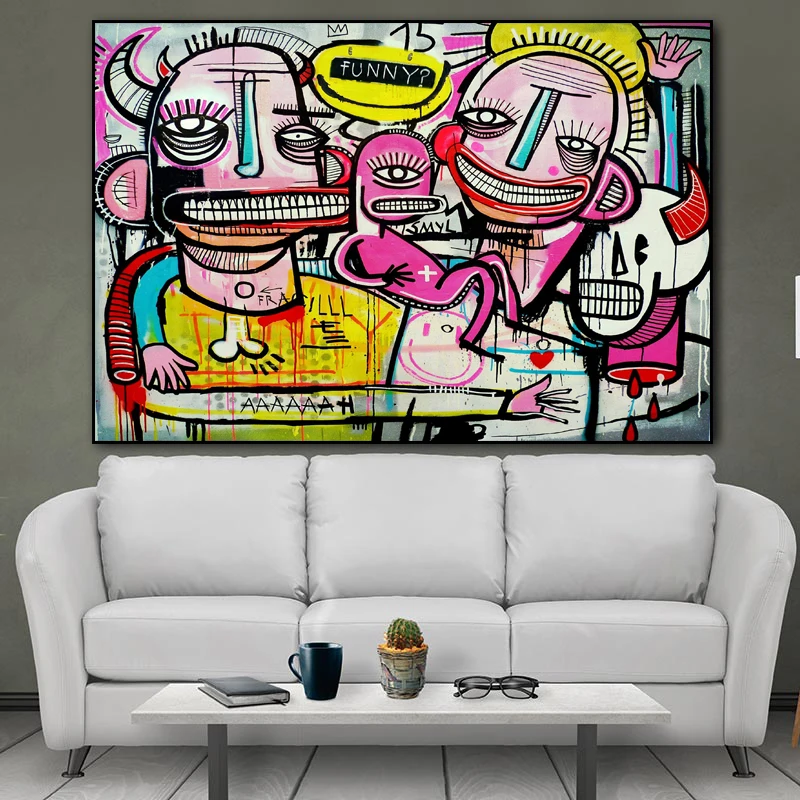 

Graffiti Street Art Joachim Abstract Colorful Canvas Painting Wall Art Pictures For Living Room Bedroom Home Decoration Framed