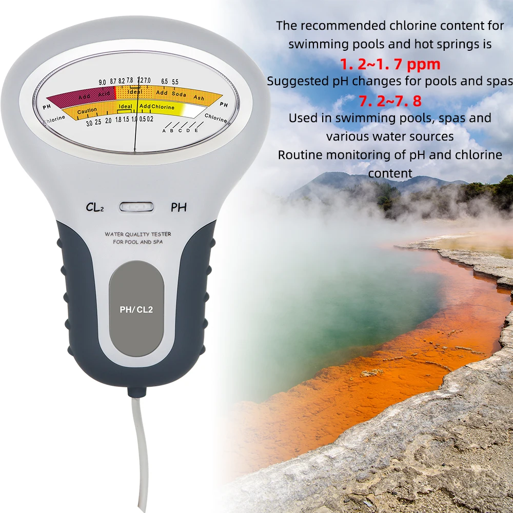 H5097a1a8c7e14dfeae0dc9a83efaf03eU 2 in 1 Chlorine Meter PH Chlorine Tester PC-101 Level Portable Digital PH Meter Water Quality Pool Spa Analytical Instruments Mallzona