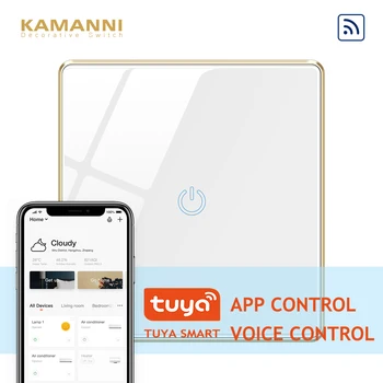 

Kamanni WiFi Touch Light Switch 1 Gang 1 Way Tuya APP Control,Voice Control,1/2/3 Gang Black/Golden/Grey/White 4 Colors Optional