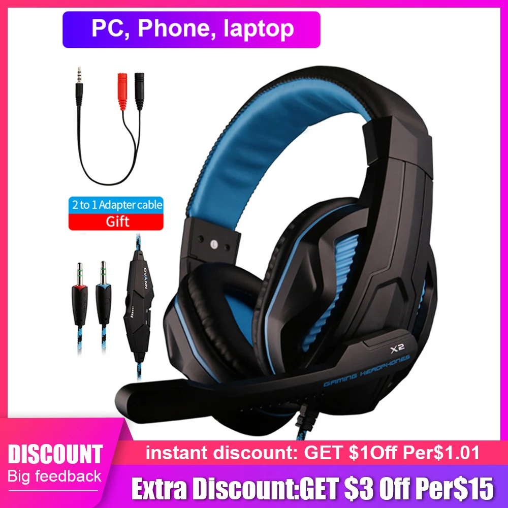 

New PS4 Gaming Headset Professional Wired Headset LED Light Gamer Stereo Headset Computer Headset for PS4 PS3 Xbox Men's Gift