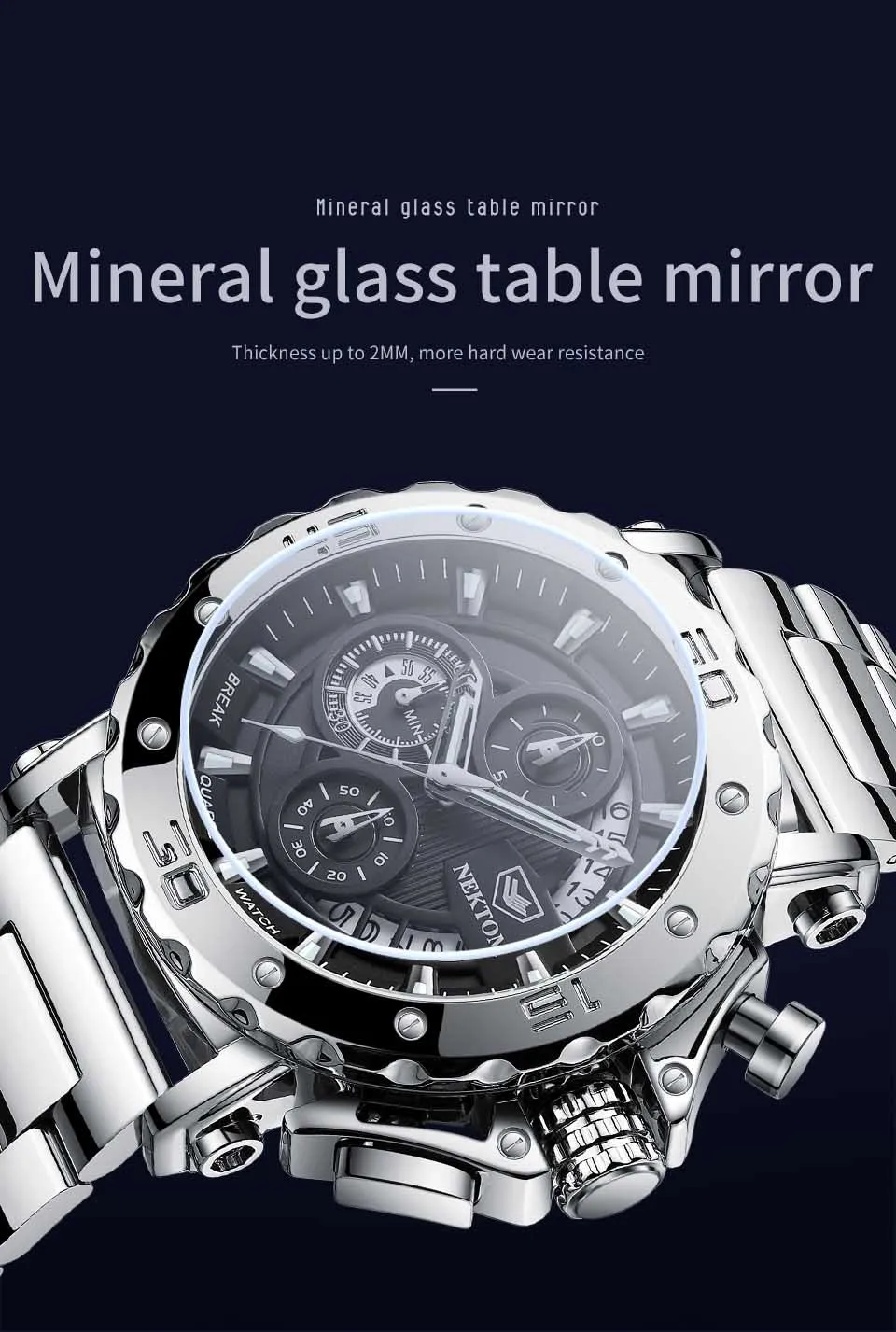 2021 Men Casual Sport Watches Stainless Steel Waterproof Chronograph Clock Top Brand Business Men Wristwatch Gift for Men