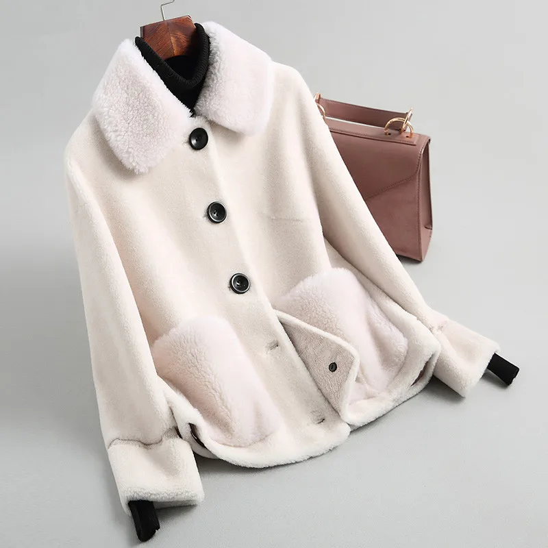 

2019 New Real Wool Coats and Jackets Women Coat Real Sheep Shearling Fur Coat Winter Jacket Women A286