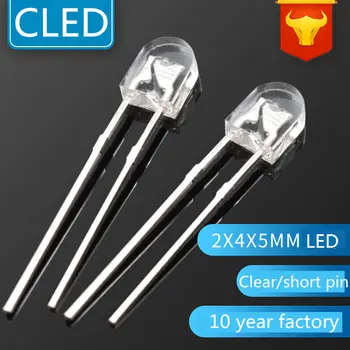 

100pcs Free shipping camber 2x4x5mm LED Bulb Transparent Red/Green/Yellow 5mm square LED Lamp LED LIGHTIN diode