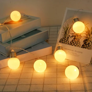 

10 Led String Lights with white Ball for Holiday Decoration Fairy Lamp Festival Christmas Lights Outdoor Home Lighting Strings