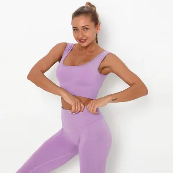 

Seamless Women Exercise Set Fitness Clothing Training Clothes High Waist Suits Padded Push-Up Workout Bra Fitness Jogging Suits