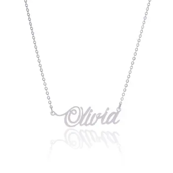 

Silver Color Personalized Name Stainless Steel Customized Metal Cut Necklaces Custom Joias Feminina