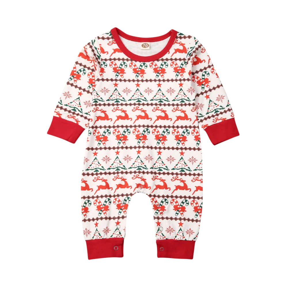 Новинка года; Рождественская семейная Одежда для маленьких мальчиков и девочек Комбинезон с рисунком оленя топы с длинными рукавами и штаны пижамная одежда