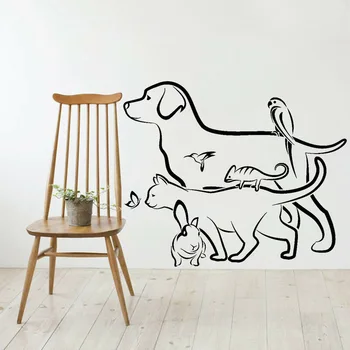 

Animals Wall Stickers Veterinary Pet Shop Dog Cat Rabbit Vinyl Wall Decal Art Home Decoration Bedroom Removable Wall Paper 3206