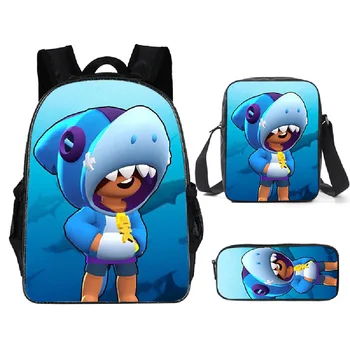 

Stars Leon Game School Bag for Teenager Boys Girls Kids Personized Schoolbag 3pcs sets Supplier Children Hot Game Backpack