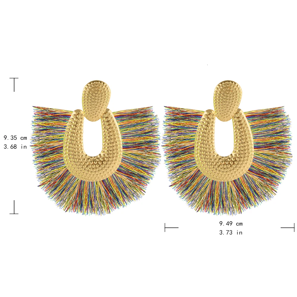 Personality Women Big Tassel Drop Earrings Colorful Bohemia Dangle Earring Fashion Jewelry Ear Drop Special Design Gift CS28