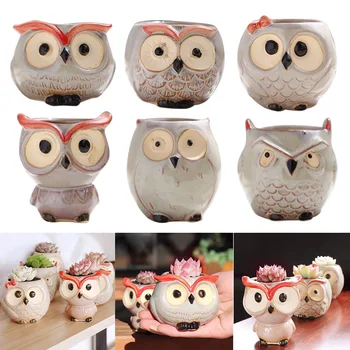 

6pcs Succulents Flower Pot Glaze Base Plant Pot Container Planter Set Cute Animal Shape JAN88