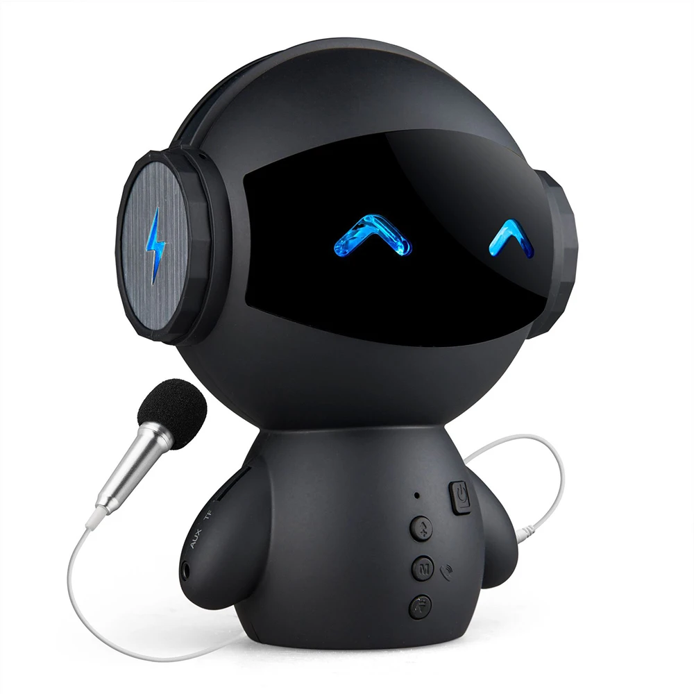 Милый Интеллектуальный робот с bluetooth-динамиками M10 мини умный робот супер низкие частоты, портативный bluetooth-динамик s для power Bank музыкальные подарки - Цвет: Black