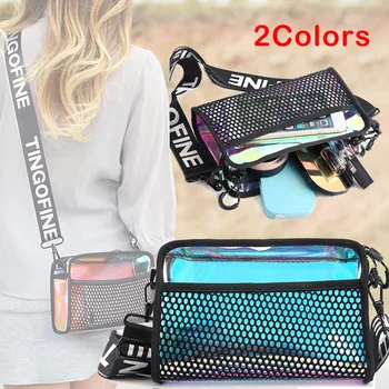 

2020 Fashion Women Ladies Waist Bags Laser Fanny Pack Running Zip Belt Money Pouch Travel Holiday Bag Letter Wide Stripe Purple