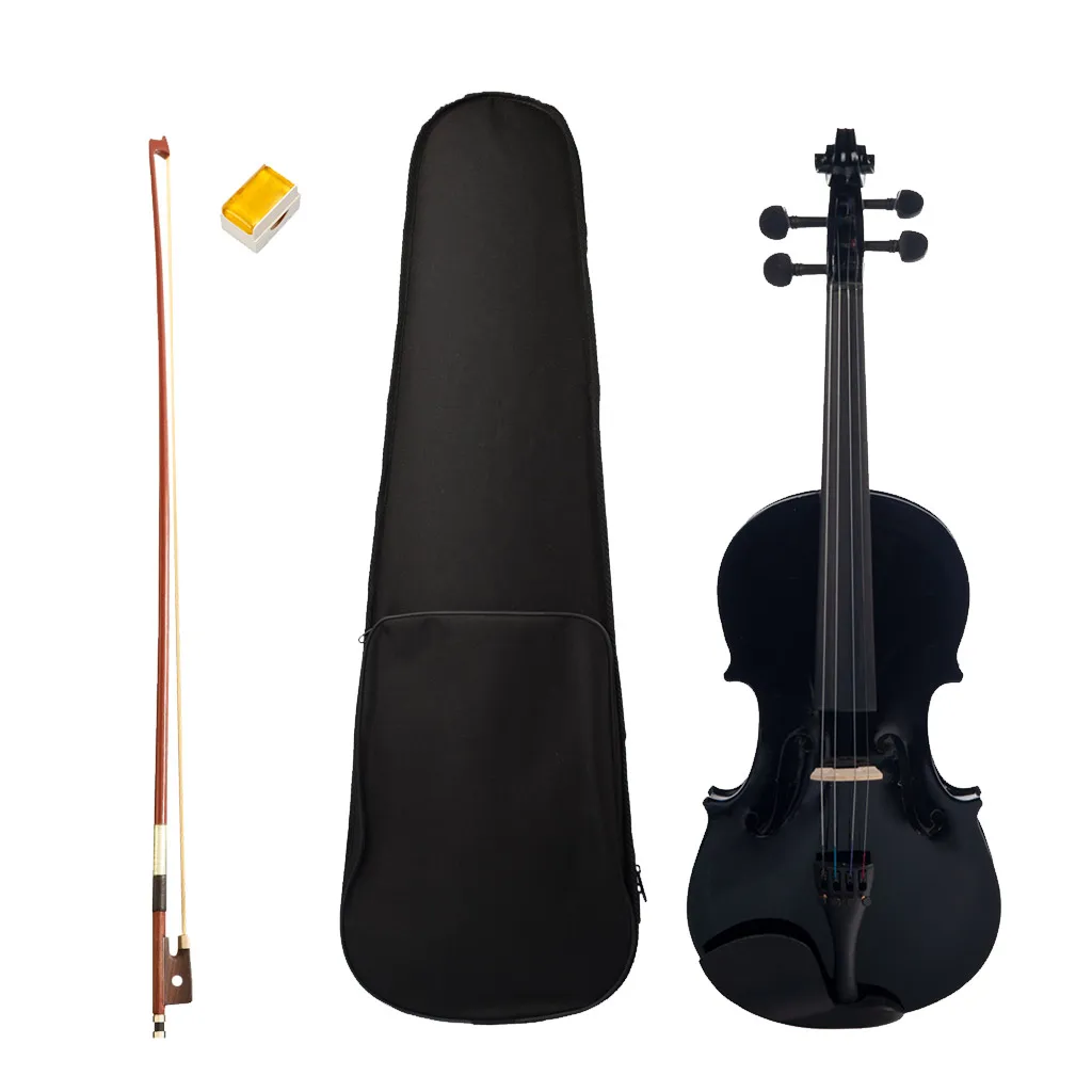 

4/4 Full Size Acoustic Violin Fiddle with Hard Case, Rosin, Bow - Black