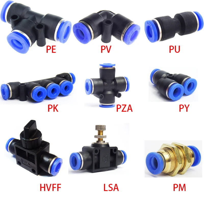 6-12mm Dia Pneumatic Push In Fitting Air Valve Water Hose Pipe Connector Joiner 
