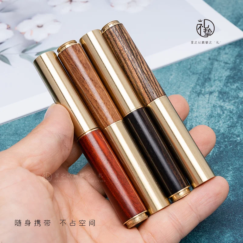 Brass Sandalwood  Mini Pocket Short Fountain Pen Calligraphy Practice Pen  Business Gift Creative Gift Pen 0.58mm