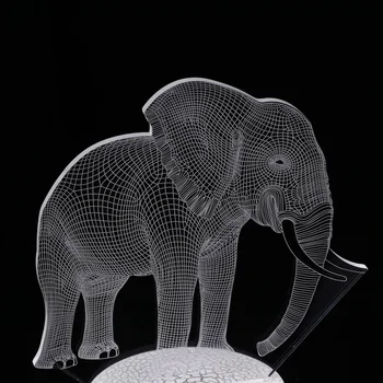 

1PC LED Elephant Lamp Remote Control Touch Switch Desktop 3D Night Ligh Illusion Light Acrylic Plate Lamp for Party Home Decor