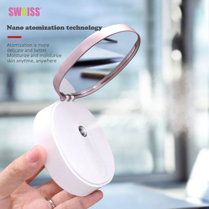 

SWOISS Handheld Cold Spray Hydrating Mirror Mirror Beauty Face Sauna Humidifier Usb Charging Convenient Nano Spray Steaming