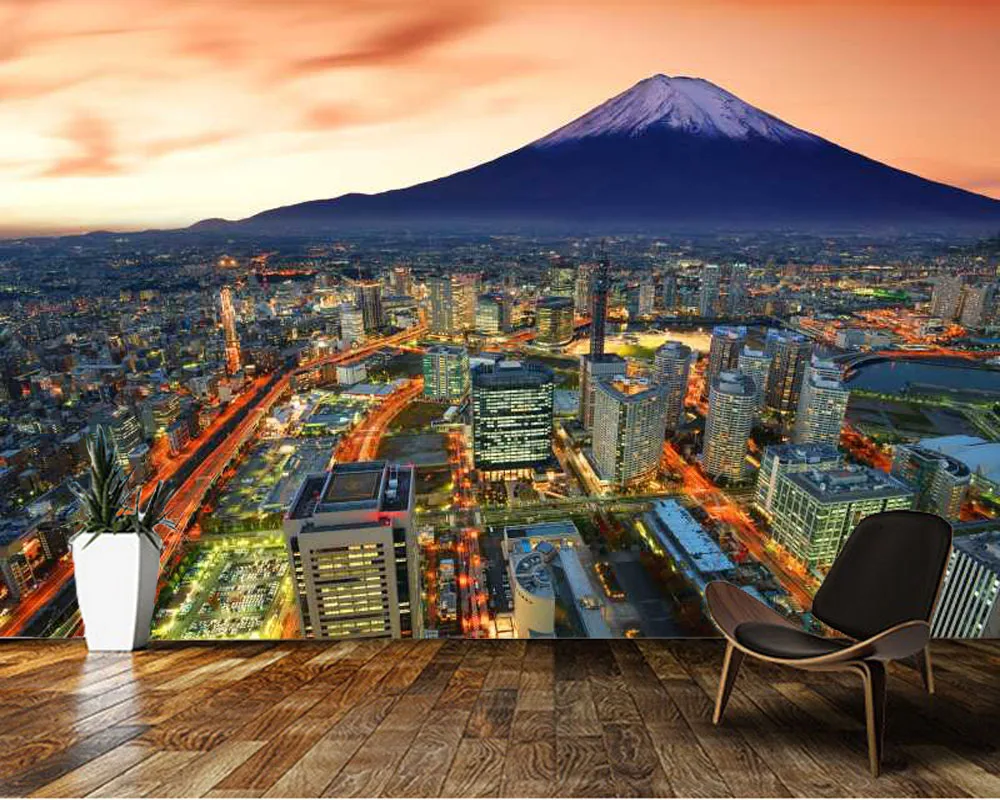 Papelデparede日本市アーキテクチャ富士山3d壁紙 リビングルームのテレビの壁寝室の壁の論文の家の装飾壁画 壁紙 Aliexpress