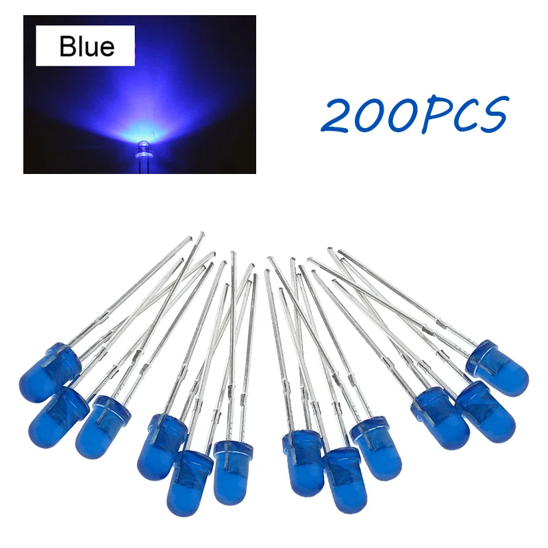 

200pcs LED Emitting Diode DIY F5 5mm Lot Blue Bright