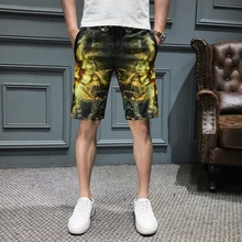 Goud Afdrukken шорты Mannen Toevallige Heren облегающие шорты Уличная одежда Korte Hombre Korte Masculino 5XL-M Zomer Kleding