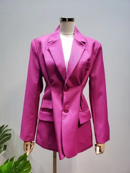 

2019 New High Waist Purple Long Sleeve Elegantoffice Lady Suit Coat Blazer Feminino Womens Jacket Elegant Women Coat