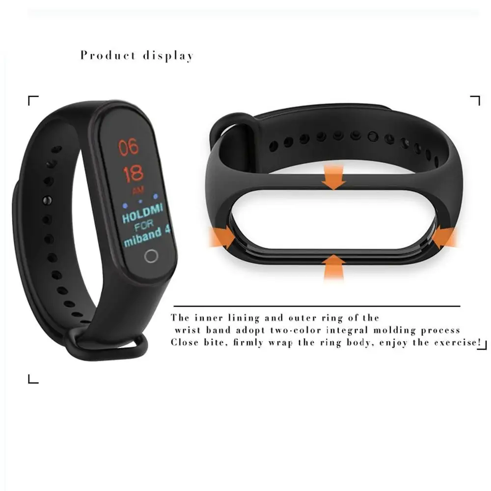 Fashion For Xiaomi Mi Band 4 / 3 Replacement Strap Sport Silicone Strap Wristband Bracelet Two-Tone Replacement Strap